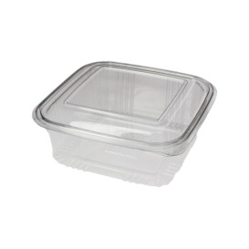 Embalagem Plastico Quadrado Tampa Bisagra PET 750ml (100 Uds)