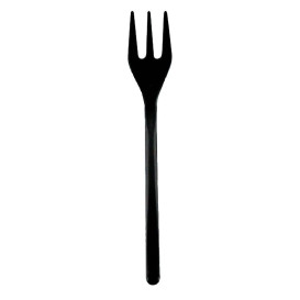 Mini Garfo Plastico Degustação Preto 100 mm (50 Uds)