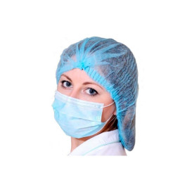 Touca de Polipropileno Acordeão Azul 1 elástico Ø53cm (100 Uds)