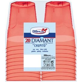 Copo Plastico Shot "Diamant" PS Vermelho Transp. Cristal 50ml (600 Uds)