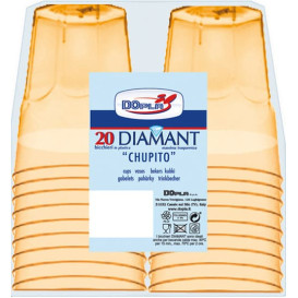 Copo Plastico Shot "Diamant" PS Amarelo Transp. Cristal 50ml (20 Uds)