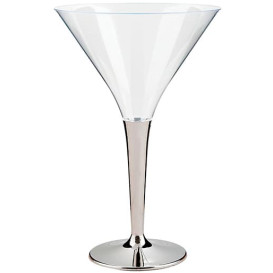 Copo Plastico Cocktail Pé Prata 100ml (6 Uds)