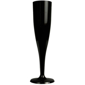Copo Flute Plastico Preto 115ml 1P (6 Unidades)