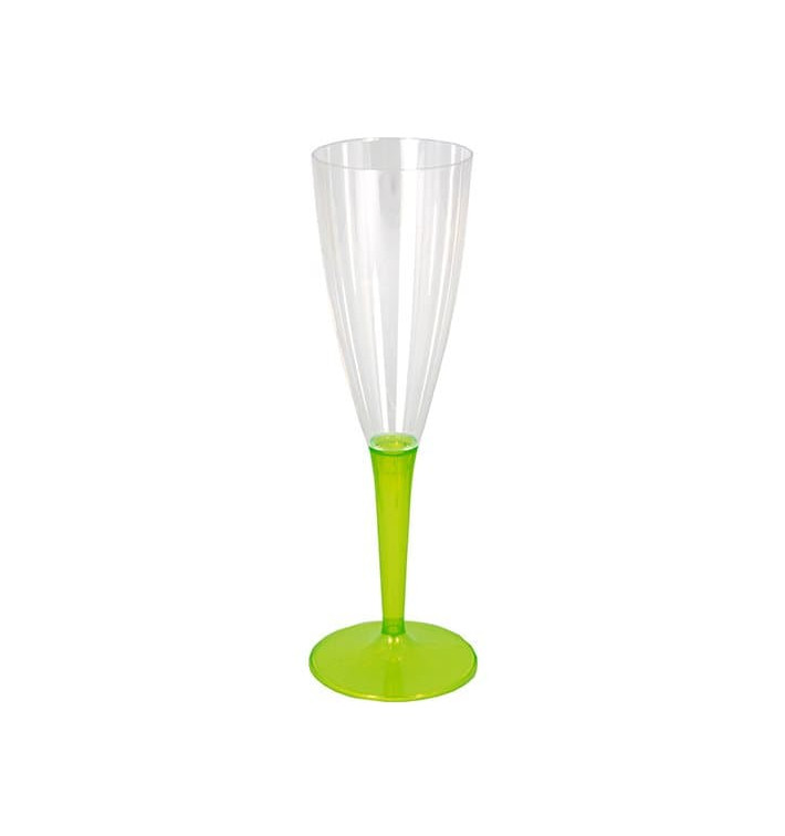Copo PS Flute Champanhe Pé Verde 100ml (6 Uds) Copo PS Flute Champanhe Pé Verde 100ml (6 Uds)