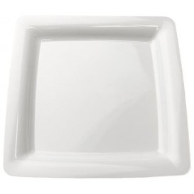 Prato Rigido Quadrado Branco 22,5x22,5cm (20 Uds)