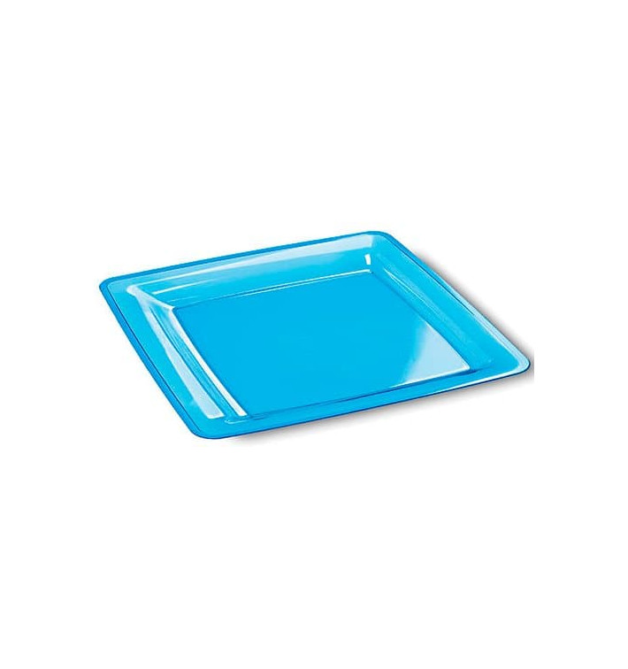 Prato Plastico Rigido Quadrado Turquesa 22,5x22,5cm (72 Uds) Prato Plastico Rigido Quadrado Turquesa 22,5x22,5cm (72 Uds)