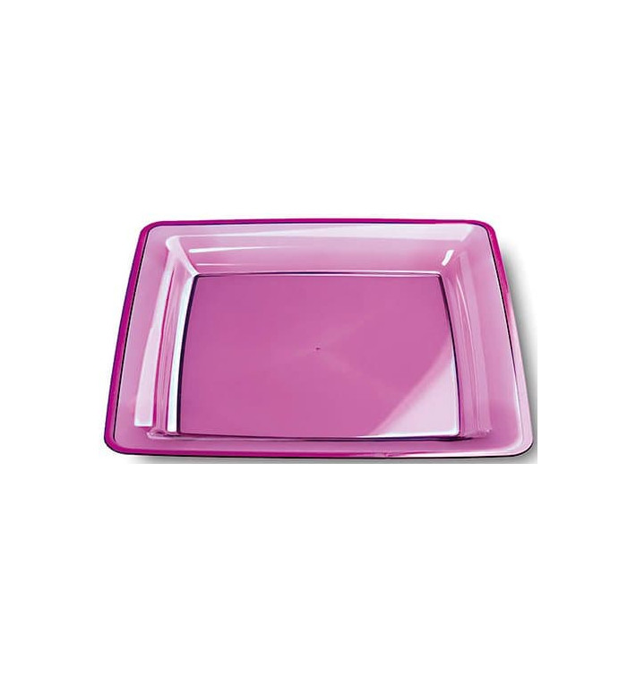 Prato Plastico Rigido Quadrado Beringela 22,5x22,5cm (6 Uds) Prato Plastico Rigido Quadrado Beringela 22,5x22,5cm (6 Uds)