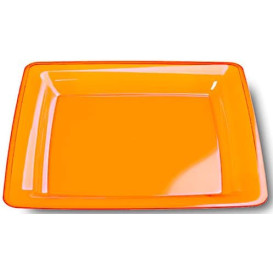 Prato Plastico Rigido Quadrado Laranja 22,5x22,5cm (6 Uds)