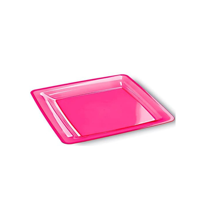 Prato Plastico Rigido Quadrado Framboesa 22,5x22,5cm (72 Uds) Prato Plastico Rigido Quadrado Framboesa 22,5x22,5cm (72 Uds)