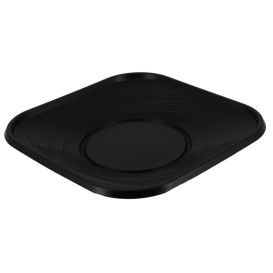 Prato Plastico PP "X-Table" Quadrado Preto 180mm (8 Unidades)