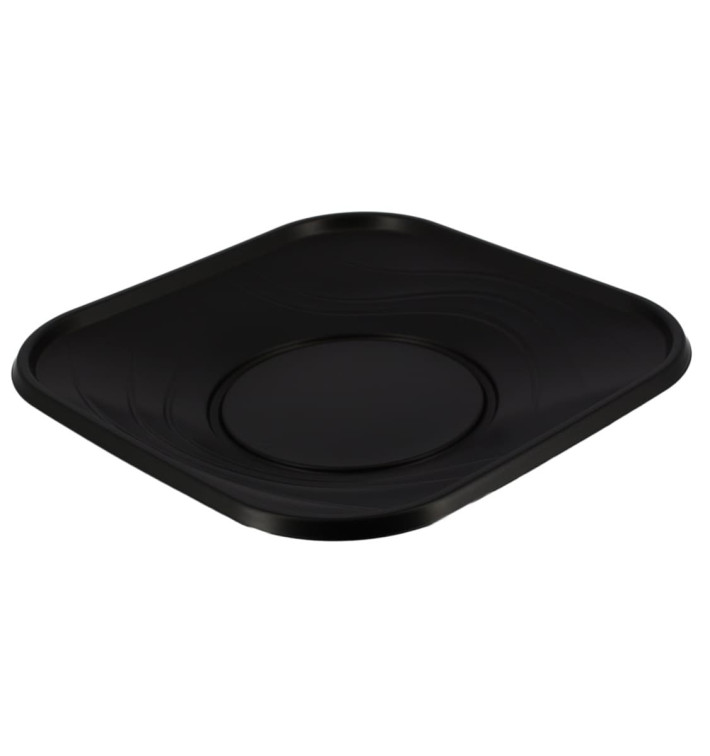 Prato Plastico PP "X-Table" Quadrado Preto 180mm (8 Unidades)