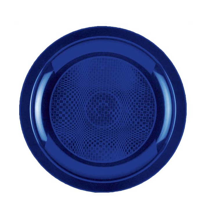 Prato Plastico Raso Azul Round PP Ø185mm (50 Uds)