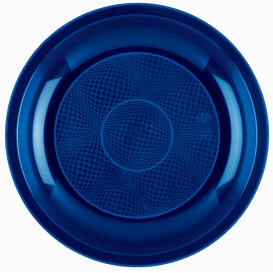 Prato Plastico Raso Azul Round PP Ø220mm (50 Uds)