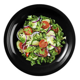 Prato Plastico Raso Preto Round PP Ø220mm (50 Uds)