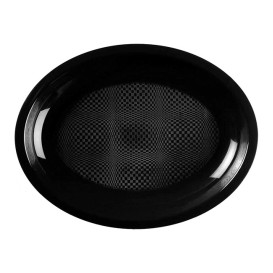 Bandeja de Plastico Oval Preto Round PP 255x190mm (50 Uds)