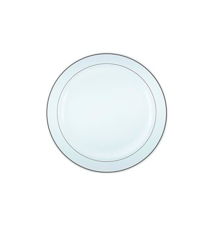 Prato Plástico Rigido Bordo Prata 15cm (20 Uds) Prato Plástico Rigido Bordo Prata 15cm (20 Uds)