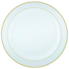 Prato Plástico Rigido Bordo Ouro 23cm (200 Uds)