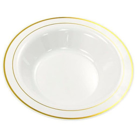 Prato Plástico Fundo Rigido Bordo Ouro 23cm (200 Uds)