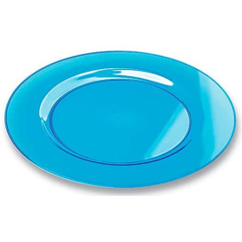 Prato Plastico Rigido Redondo Turquesa 19cm (10 Uds)