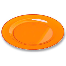 Prato Plastico Rigido Redondo Laranja 19cm (120 Uds)