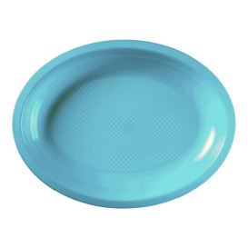 Bandeja de Plastico Oval Turquesa Round PP 255x190mm (50 Uds)