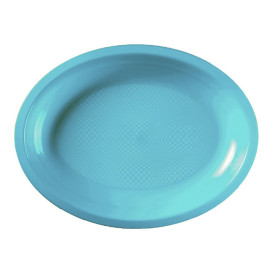 Bandeja de Plastico Oval Turquesa Round PP 315x220mm (25 Uds)