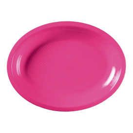 Bandeja de Plastico Oval Fucsia Round PP 255x190mm (50 Uds)