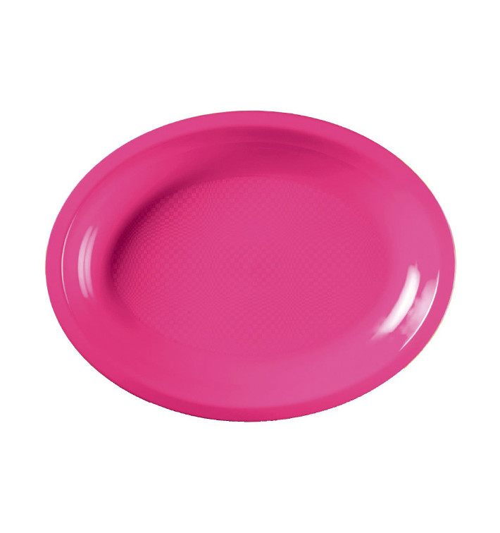 Bandeja de Plastico Oval Fucsia Round PP 255x190mm (50 Uds)