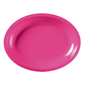 Bandeja de Plastico Oval Fucsia Round PP 315x220mm (25 Uds)