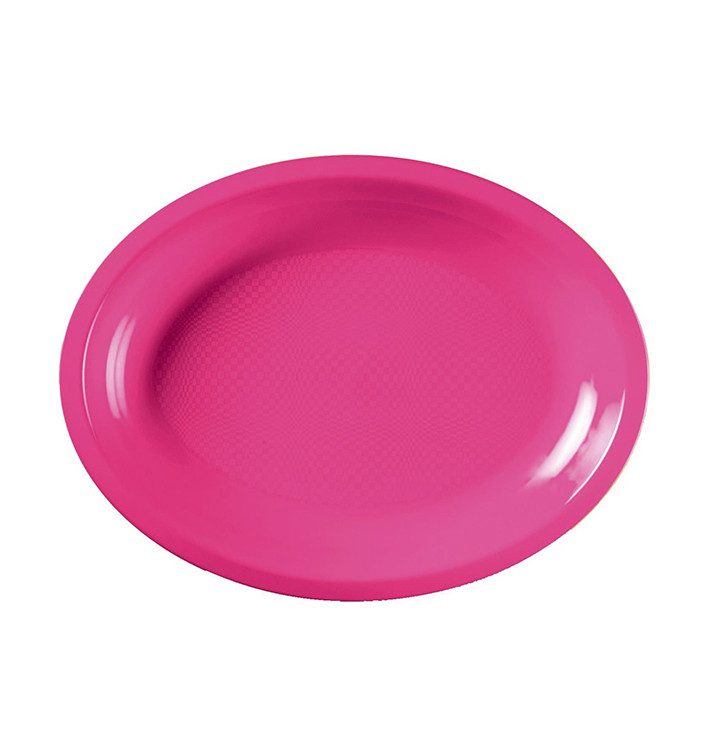 Bandeja de Plastico Oval Fucsia Round PP 315x220mm (25 Uds) Bandeja de Plastico Oval Fucsia Round PP 315x220mm (25 Uds)