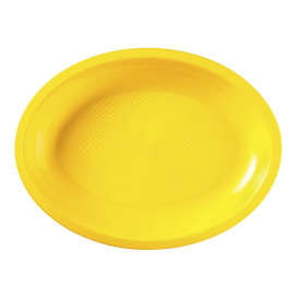 Bandeja de Plastico Oval Amarelo Round PP 255x190mm (50 Uds)