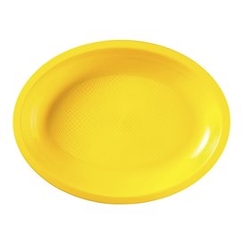 Bandeja de Plastico Oval Amarelo Round PP 315x220mm (25 Uds)