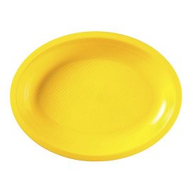 Bandeja de Plastico Oval Amarelo Round PP 315x220mm (25 Uds)