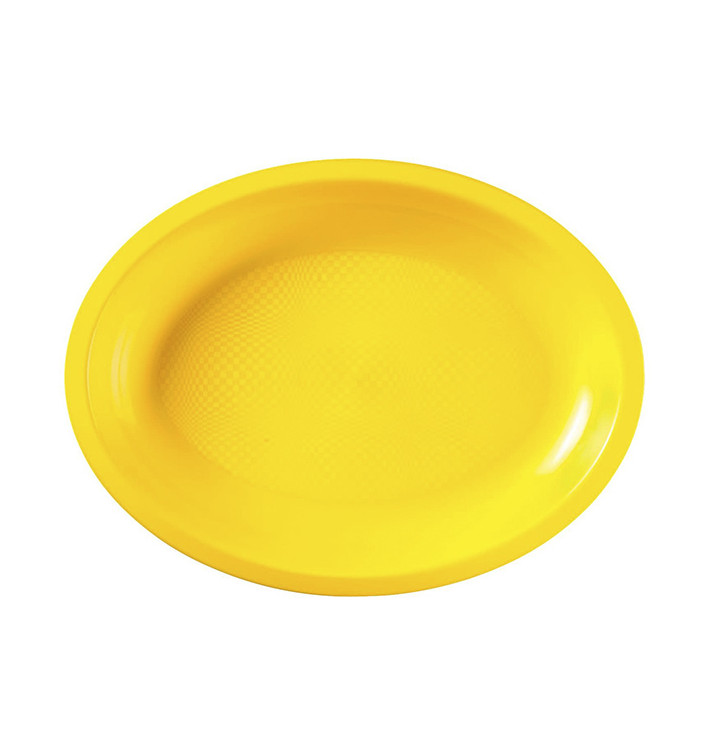 Bandeja de Plastico Oval Amarelo Round PP 315x220mm (300 Uds)