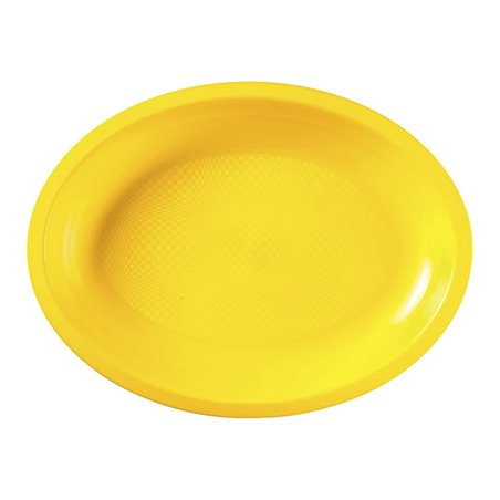 Bandeja Dura Reutilizável Oval Amarelo "Round" PP 31,5x22cm (300 Uds)