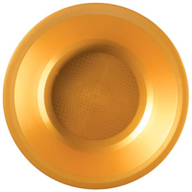 Prato de Plastico Fundo Ouro Round PP Ø195mm (25 Uds)