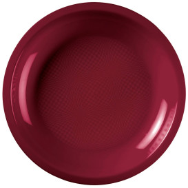 Prato Plastico Raso Bordeaux Round PP Ø220mm (600 Uds)