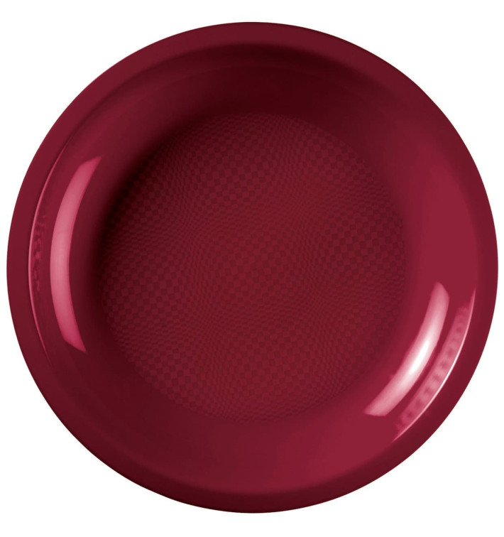 Prato Plastico Raso Bordeaux Round PP Ø220mm (600 Uds) Prato Plastico Raso Bordeaux Round PP Ø220mm (600 Uds)