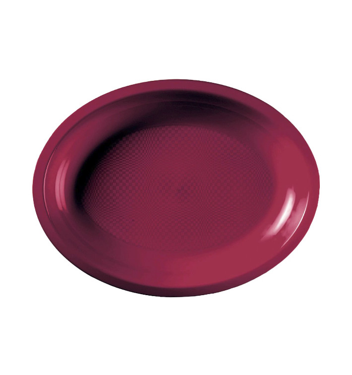Bandeja de Plastico Oval Bordeaux Round PP 255x190mm (600 Uds) Bandeja de Plastico Oval Bordeaux Round PP 255x190mm (600 Uds)