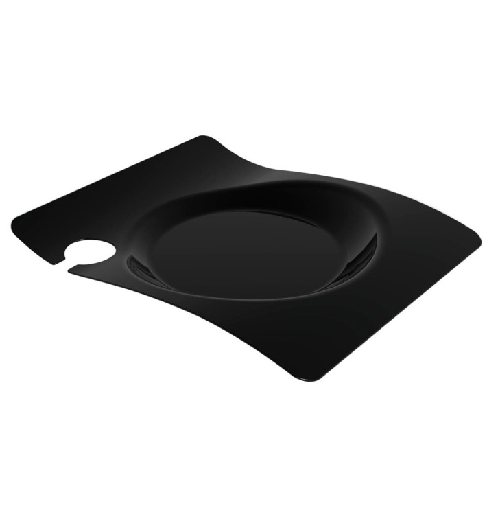 Prato Plastico "Forma" com Soporte Preto 22x18 cm (180 Uds) Prato Plastico "Forma" com Soporte Preto 22x18 cm (180 Uds)