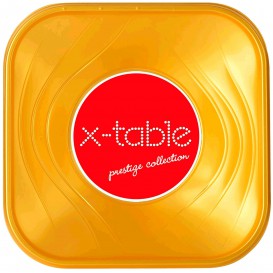 Tigela Plastico PP "X-Table" Ouro 18x18cm (8 Uds)