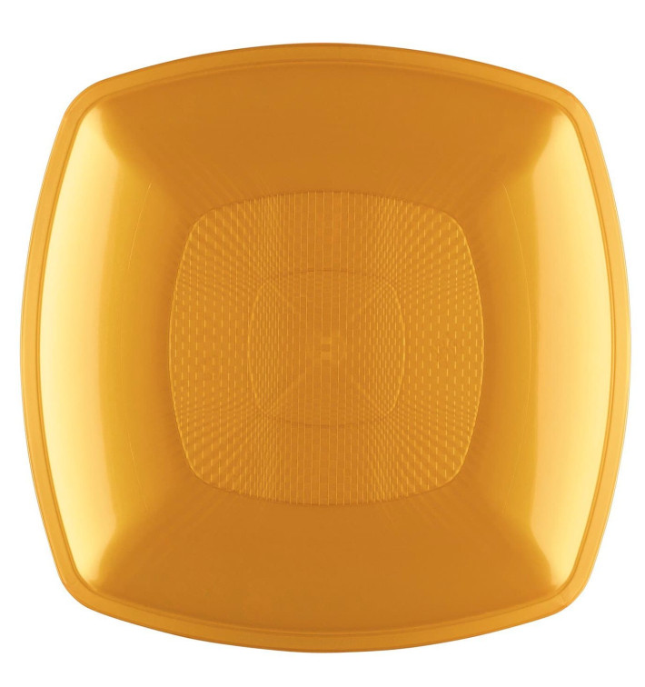 Prato Plastico Fundo Ouro Square PP 180mm (300 Uds) Prato Plastico Fundo Ouro Square PP 180mm (300 Uds)