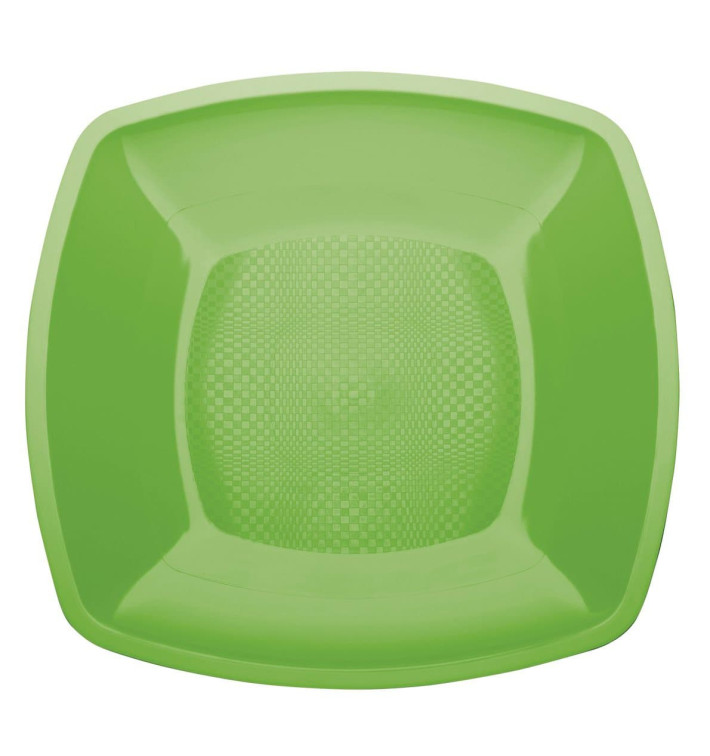 Prato Plastico Raso Verde Limão Square PP 230mm (25 Uds) Prato Plastico Raso Verde Limão Square PP 230mm (25 Uds)