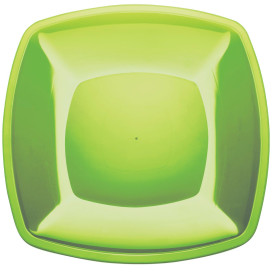 Prato Plastico Raso Verde Limão Square PS 300mm (144 Uds)