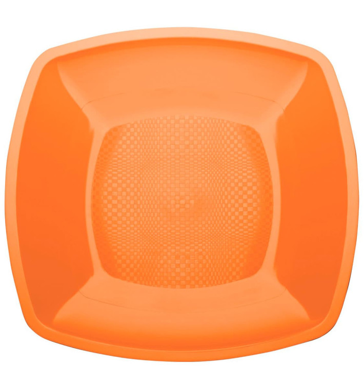 Prato Plastico Raso Laranja Square PP 230mm (300 Uds) Prato Plastico Raso Laranja Square PP 230mm (300 Uds)