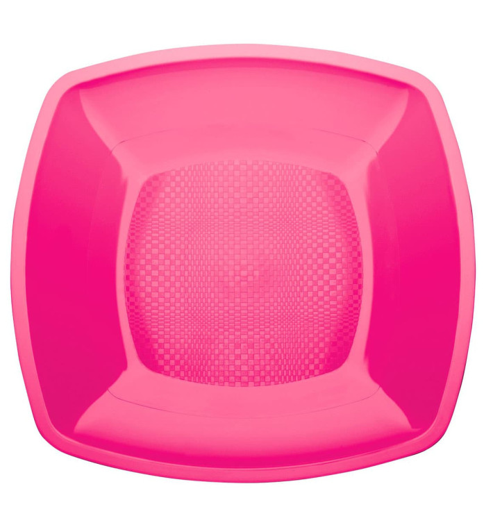 Prato Plastico Raso Fucsia Square PP 180mm (25 Uds) Prato Plastico Raso Fucsia Square PP 180mm (25 Uds)