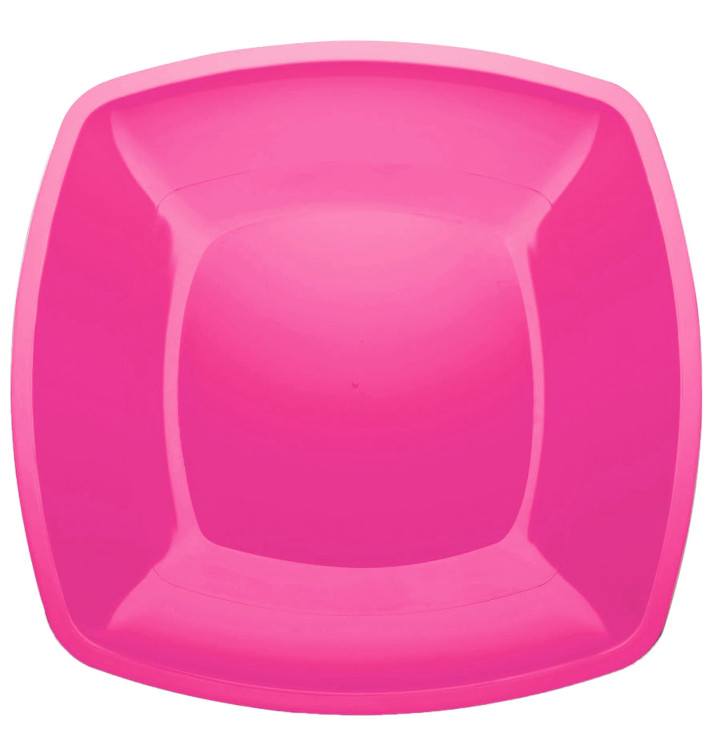 Prato Plastico Raso Fucsia Square PS 300mm (144 Uds) Prato Plastico Raso Fucsia Square PS 300mm (144 Uds)
