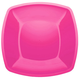 Prato Plastico Raso Fucsia Square PS 300mm (12 Uds)