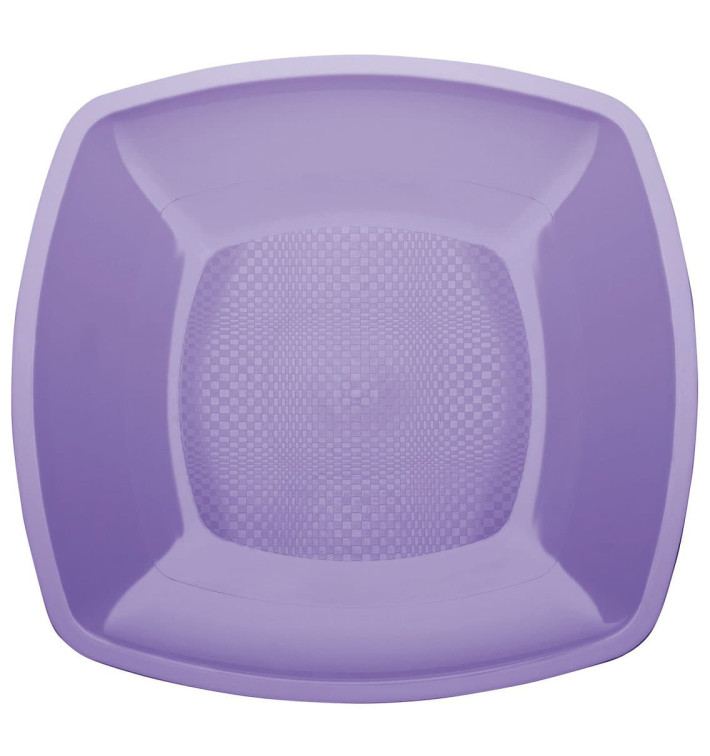 Prato Plastico Raso Lilas Square PP 230mm (300 Uds)