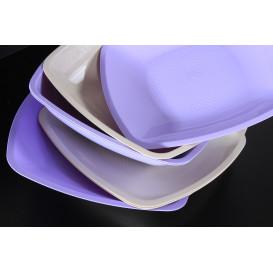 Prato Plastico Raso Lilas Square PP 180mm (300 Uds)